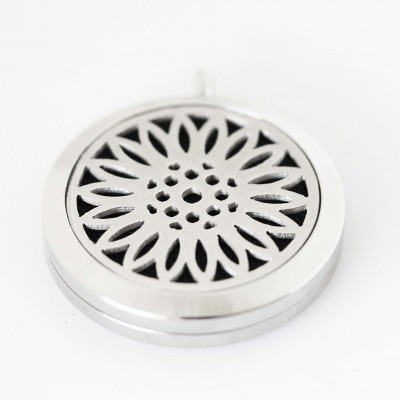 Perfume/Essential Oil Locket - Flower Design - Silver Tone